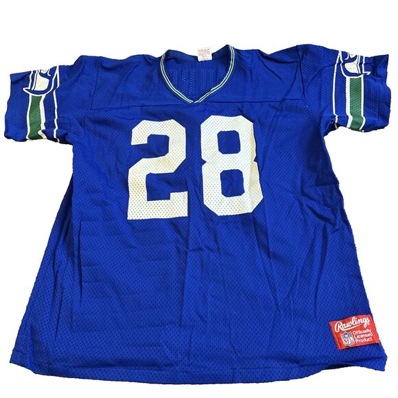 Vintage 80's Rawlings CURT WARNER No. 28 SEATTLE SEAHAWKS XL Football Jersey SEE